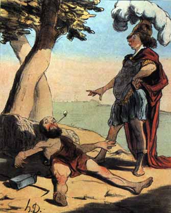 Drawing of Diogenes the Dog and Alexander the Great